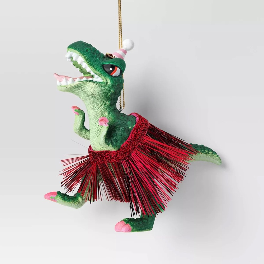 Christmas nwt Tinsel Skirt Dino Ornament tyrannosaurus T. rex dinosaur
